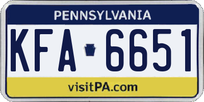 PA license plate KFA6651