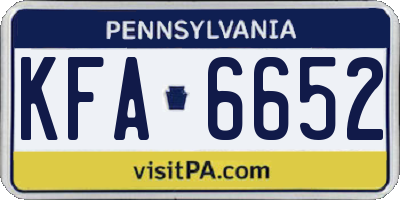 PA license plate KFA6652