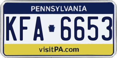 PA license plate KFA6653