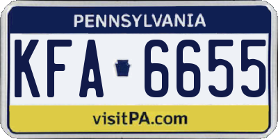 PA license plate KFA6655