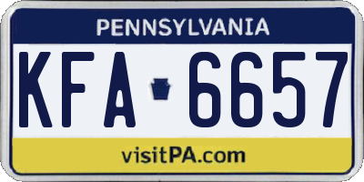 PA license plate KFA6657