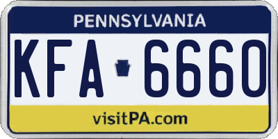 PA license plate KFA6660