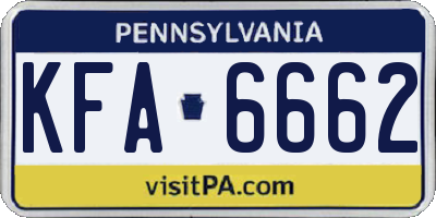 PA license plate KFA6662