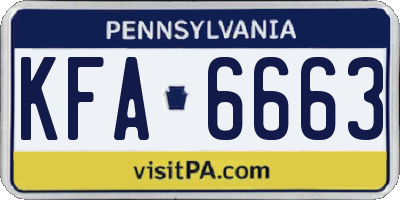 PA license plate KFA6663