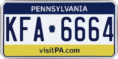 PA license plate KFA6664