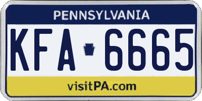 PA license plate KFA6665