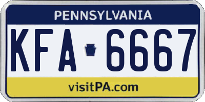 PA license plate KFA6667