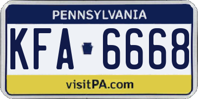 PA license plate KFA6668