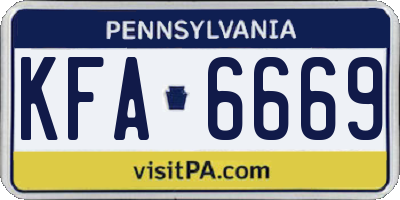 PA license plate KFA6669