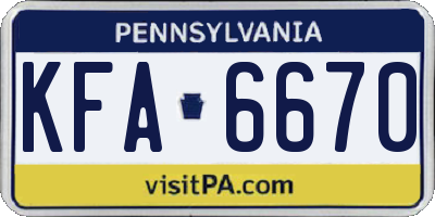 PA license plate KFA6670