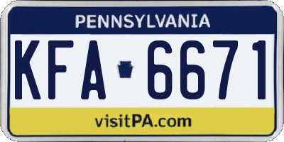 PA license plate KFA6671