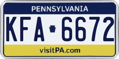 PA license plate KFA6672