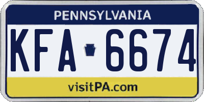 PA license plate KFA6674