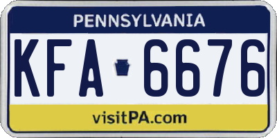 PA license plate KFA6676