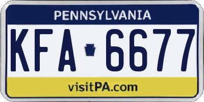 PA license plate KFA6677