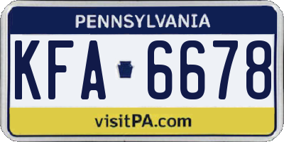 PA license plate KFA6678