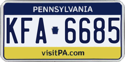 PA license plate KFA6685