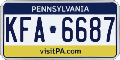 PA license plate KFA6687