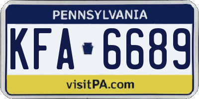 PA license plate KFA6689