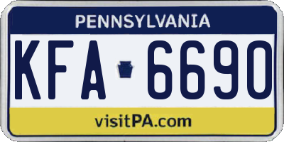 PA license plate KFA6690