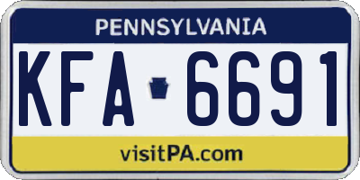 PA license plate KFA6691