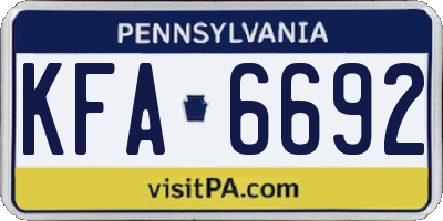 PA license plate KFA6692