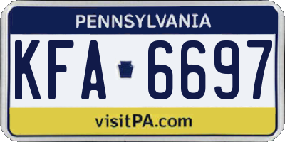 PA license plate KFA6697