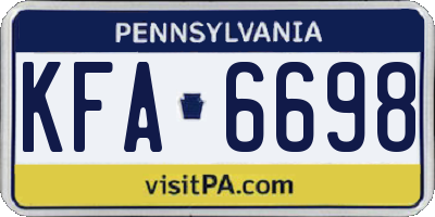 PA license plate KFA6698