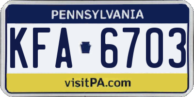 PA license plate KFA6703