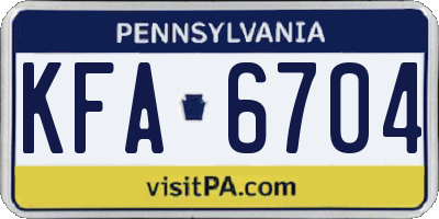 PA license plate KFA6704