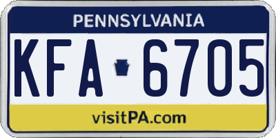 PA license plate KFA6705