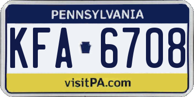 PA license plate KFA6708