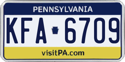 PA license plate KFA6709