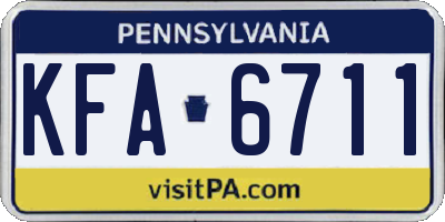PA license plate KFA6711