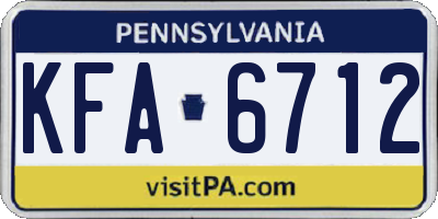 PA license plate KFA6712