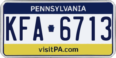 PA license plate KFA6713