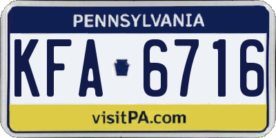 PA license plate KFA6716