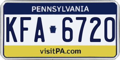 PA license plate KFA6720