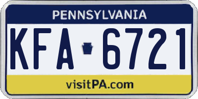 PA license plate KFA6721