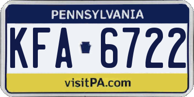 PA license plate KFA6722