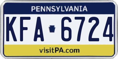 PA license plate KFA6724
