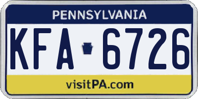 PA license plate KFA6726