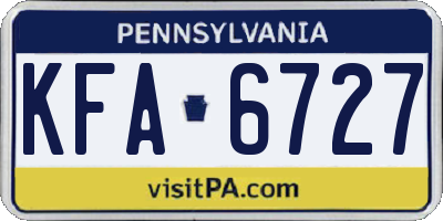 PA license plate KFA6727