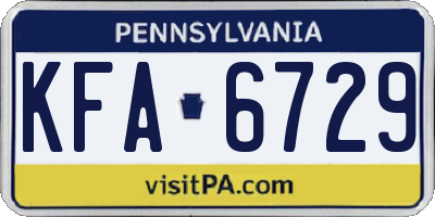 PA license plate KFA6729