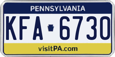 PA license plate KFA6730