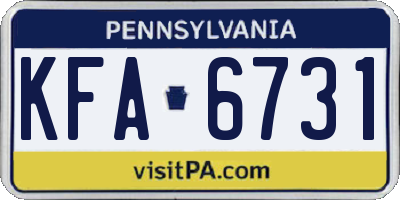 PA license plate KFA6731