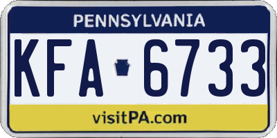 PA license plate KFA6733