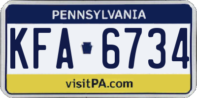 PA license plate KFA6734
