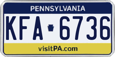 PA license plate KFA6736