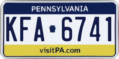 PA license plate KFA6741